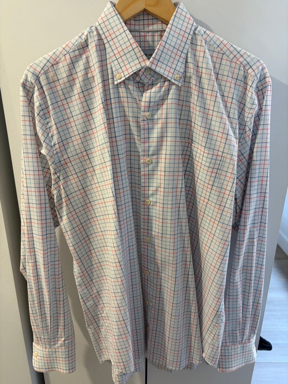 Peter Millar Men’s White Multi-Check Button-Down Shirt